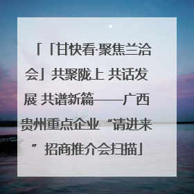 「甘快看·聚焦兰洽会」共聚陇上 共话发展 共谱新篇——广西贵州重点企业“请进来”招商推介会扫描