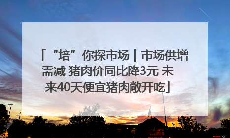 “培”你探市场｜市场供增需减 猪肉价同比降3元 未来40天便宜猪肉敞开吃