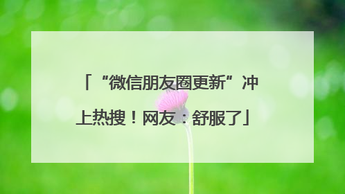“微信朋友圈更新”冲上热搜！网友：舒服了