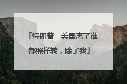 特朗普：美国离了谁都照样转，除了我