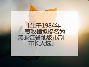 生于1984年，贾牧樵拟提名为黑龙江省地级市副市长人选