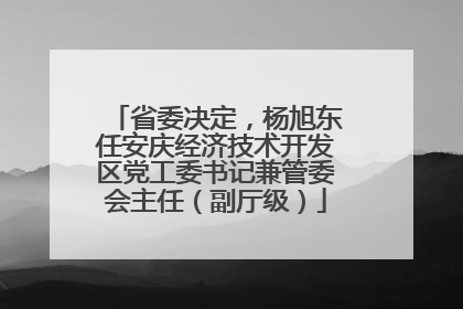省委决定，杨旭东任安庆经济技术开发区党工委书记兼管委会主任（副厅级）
