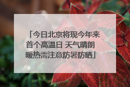 今日北京将现今年来首个高温日 天气晴朗暖热需注意防暑防晒