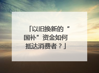 以旧换新的“国补”资金如何抵达消费者？