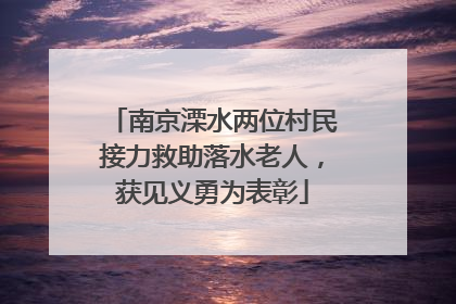 南京溧水两位村民接力救助落水老人，获见义勇为表彰