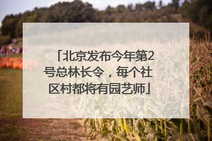 北京发布今年第2号总林长令，每个社区村都将有园艺师