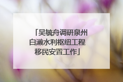 吴毓舟调研泉州白濑水利枢纽工程移民安置工作