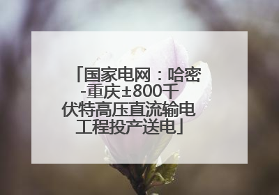 国家电网：哈密-重庆±800千伏特高压直流输电工程投产送电