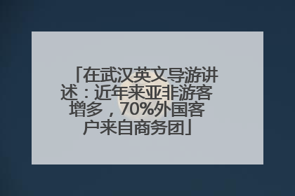 在武汉英文导游讲述：近年来亚非游客增多，70%外国客户来自商务团