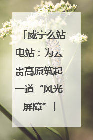 威宁么站电站：为云贵高原筑起一道“风光屏障”
