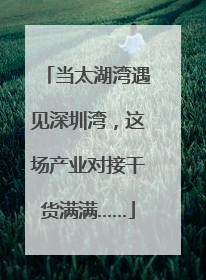 当太湖湾遇见深圳湾，这场产业对接干货满满……