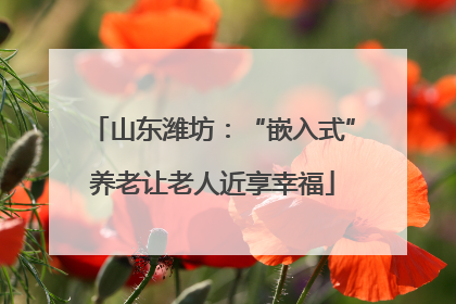 山东潍坊：“嵌入式”养老让老人近享幸福