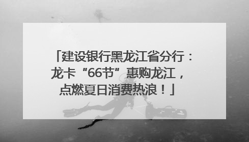建设银行黑龙江省分行：龙卡“66节”惠购龙江，点燃夏日消费热浪！