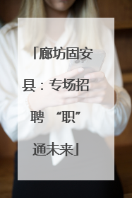 廊坊固安县：专场招聘 “职”通未来