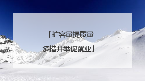 扩容量提质量 多措并举促就业