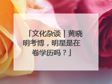 文化杂谈｜黄晓明考博，明星是在卷学历吗？