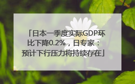 日本一季度实际GDP环比下降0.2%，日专家：预计下行压力将持续存在