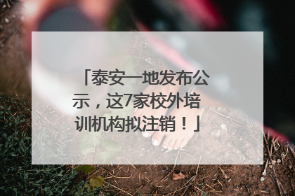 泰安一地发布公示，这7家校外培训机构拟注销！