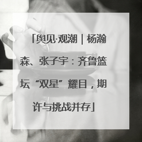 舆见·观潮｜杨瀚森、张子宇：齐鲁篮坛“双星”耀目，期许与挑战并存