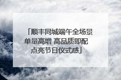 顺丰同城端午全场景单量高增 高品质即配点亮节日仪式感